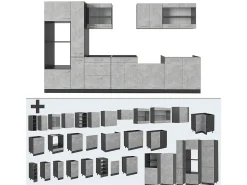 Cocina completa hormigón/antracita 350x60x81.6 r-line