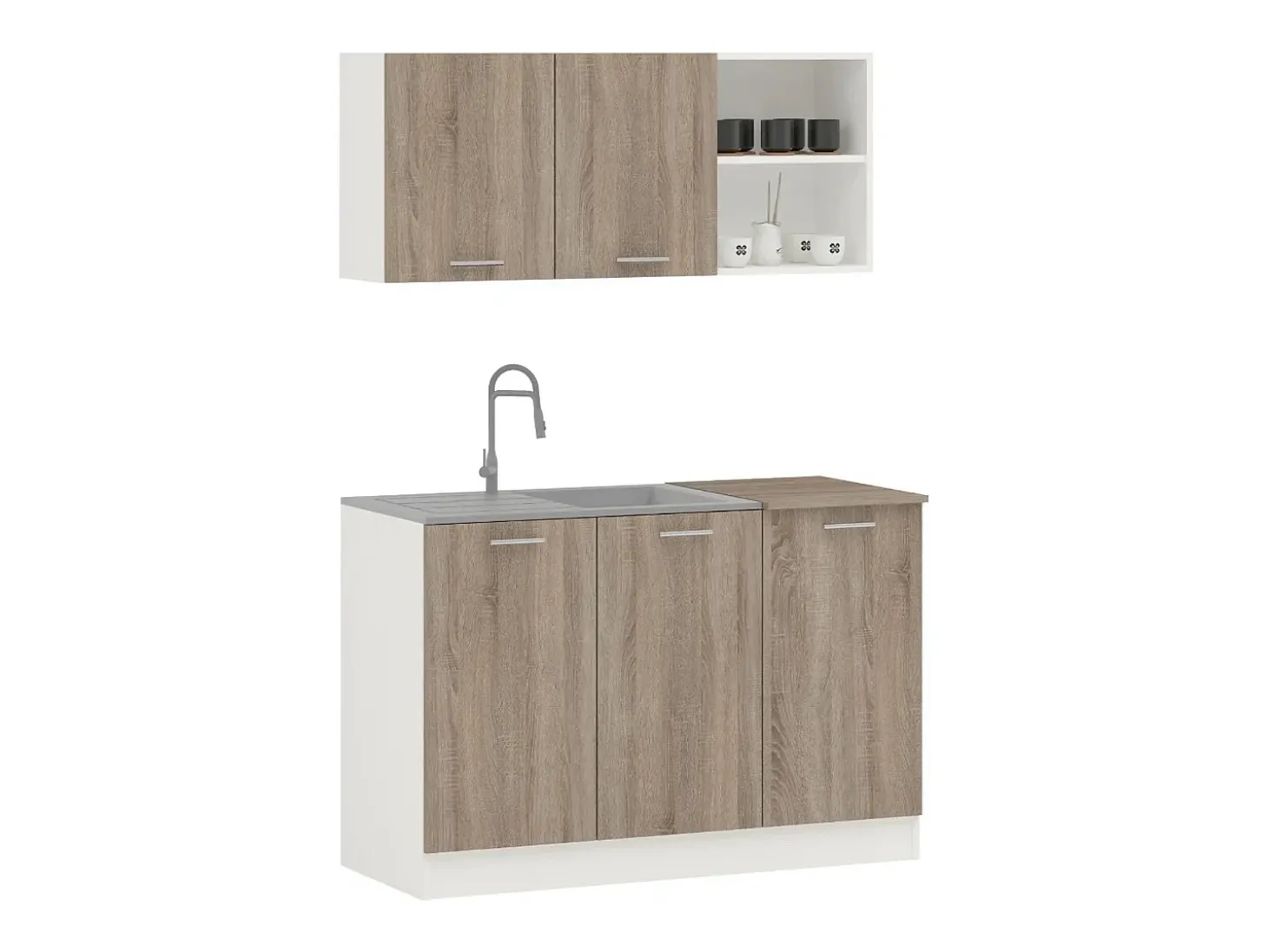 Cocina Completa haaus Ara, Roble Sonoma Oscuro/Blanco, L 120 cm