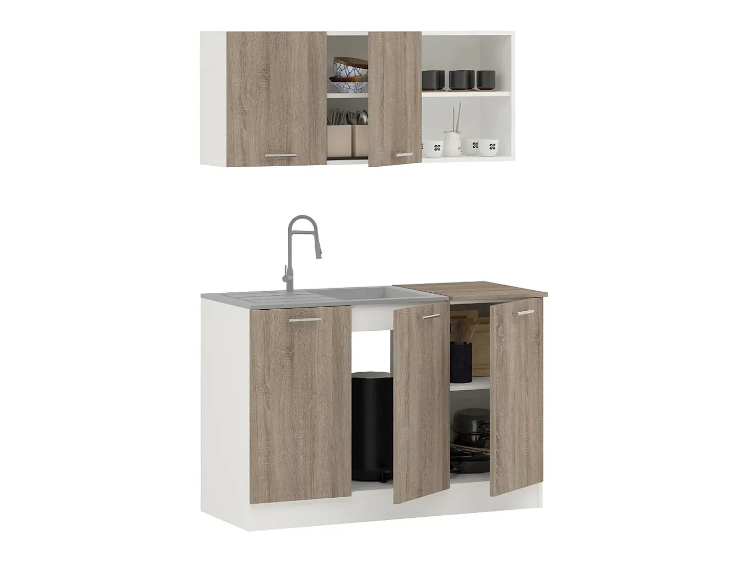 Cocina Completa haaus Ara, Roble Sonoma Oscuro/Blanco, L 120 cm