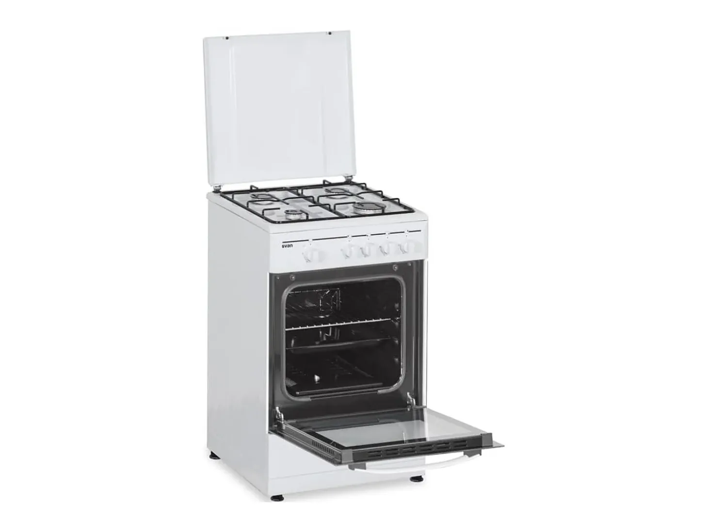 Cocina de gas con horno Svan SKKG4500TM 4 zonas 55L con tapa blanco 50 cm
