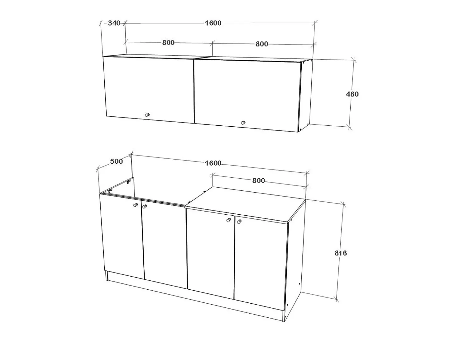 Cocina Equipada haaus Alegra, Blanco, L 160 cm