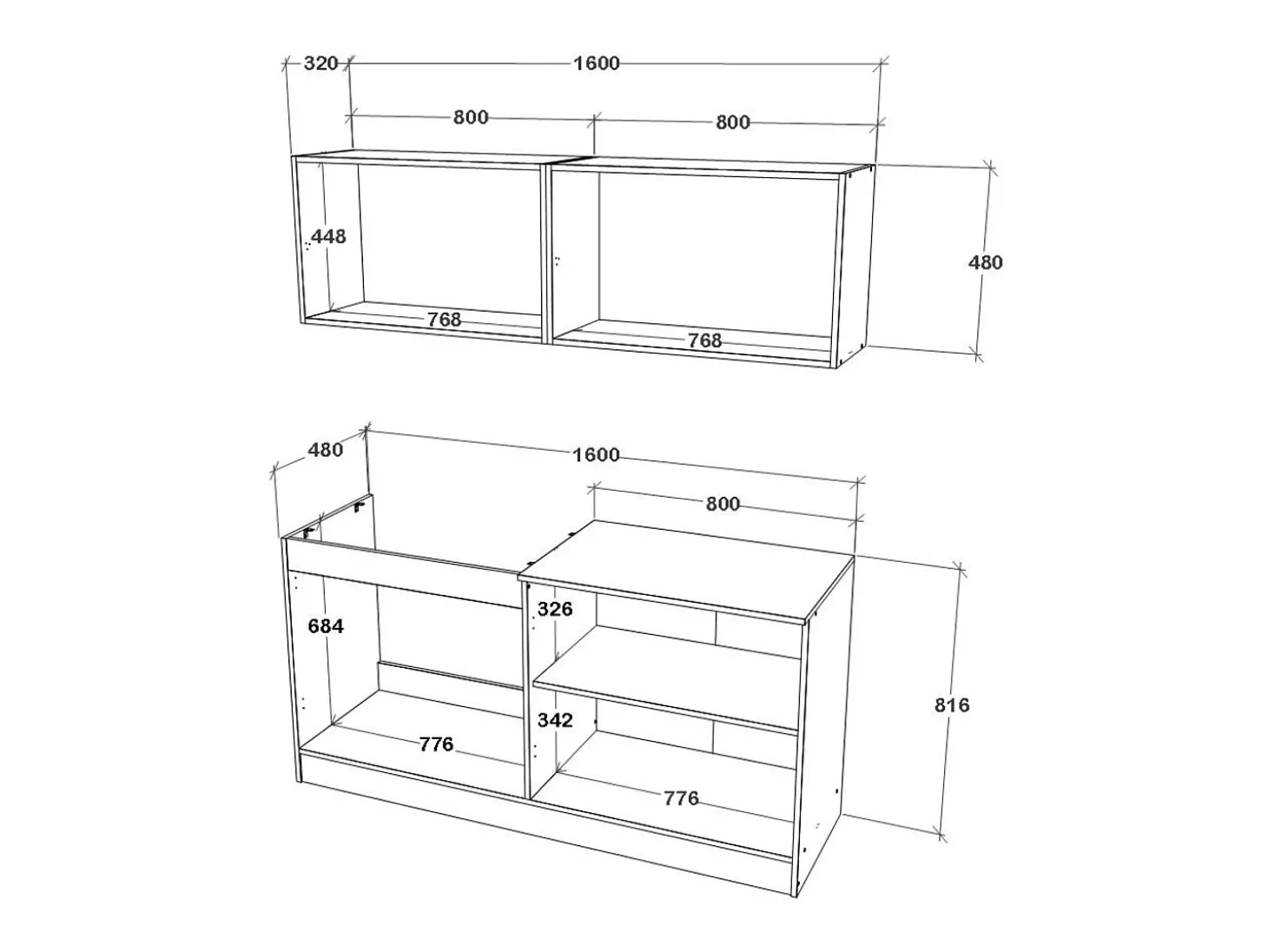 Cocina Equipada haaus Alegra, Blanco, L 160 cm