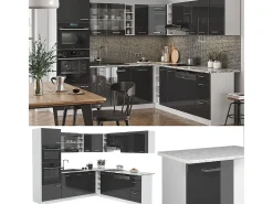 Cocina esquinera antracita brillo intenso/blanco 247x46x81.6 r-line