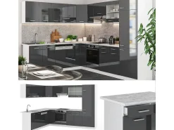Cocina esquinera antracita brillo intenso/blanco 287x60x81.6 r-line