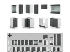 Cocina esquinera antracita casa de campo/blanco 190x60x81.6 fame-line