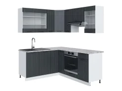 Cocina esquinera antracita casa de campo/blanco 190x60x81.6 fame-line