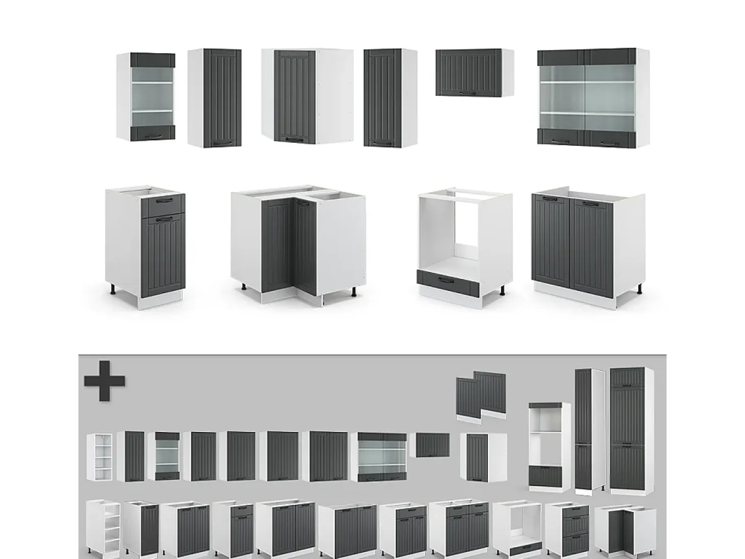 Cocina esquinera antracita casa de campo/blanco 190x60x81.6 fame-line
