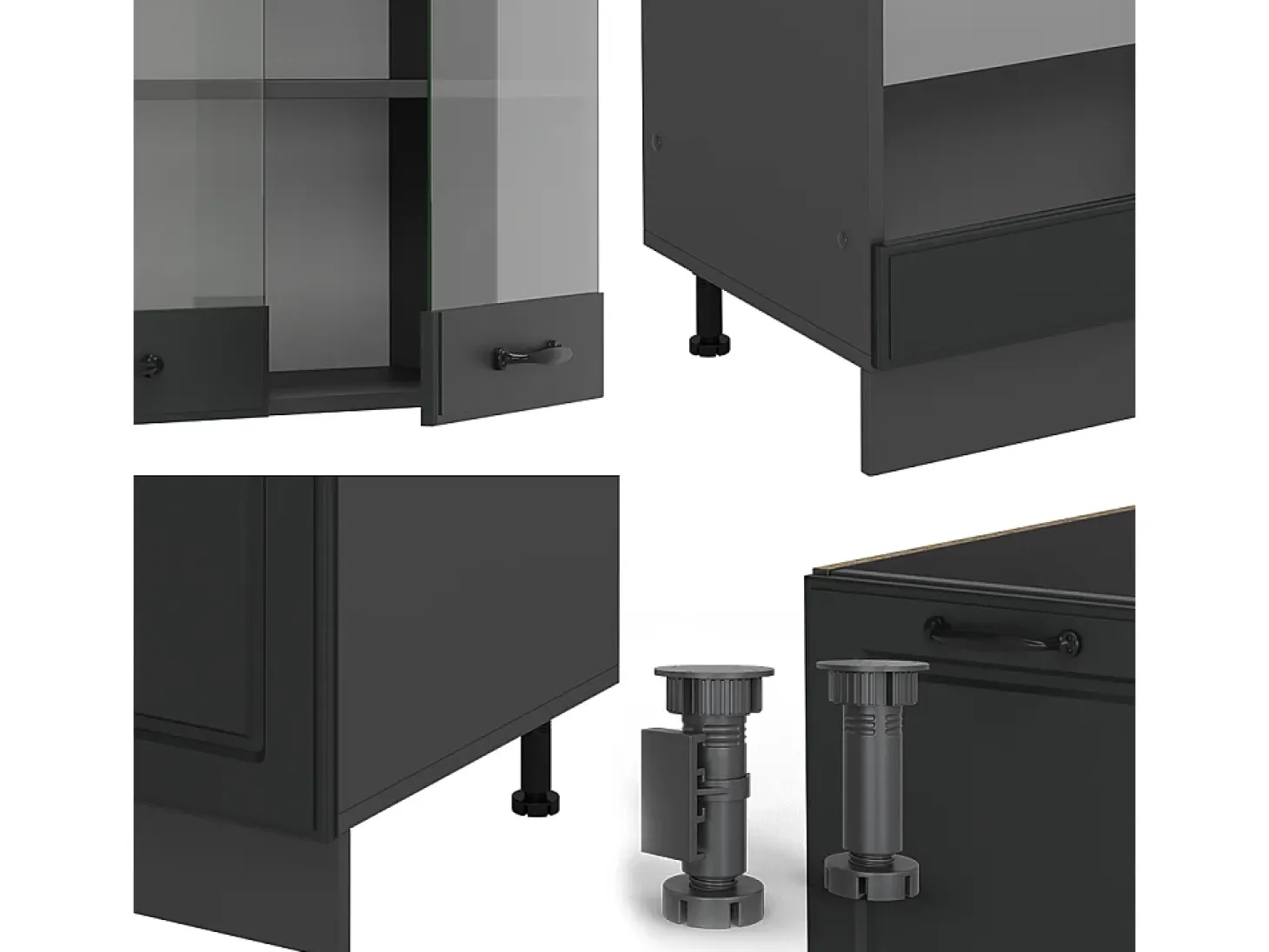 Cocina esquinera antracita casa de campo/antracita 287x46x81.6 r-line