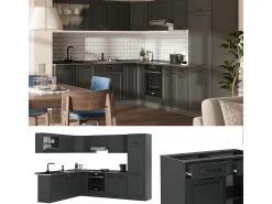 Cocina esquinera antracita casa de campo/antracita 287x60x81.6 r-line