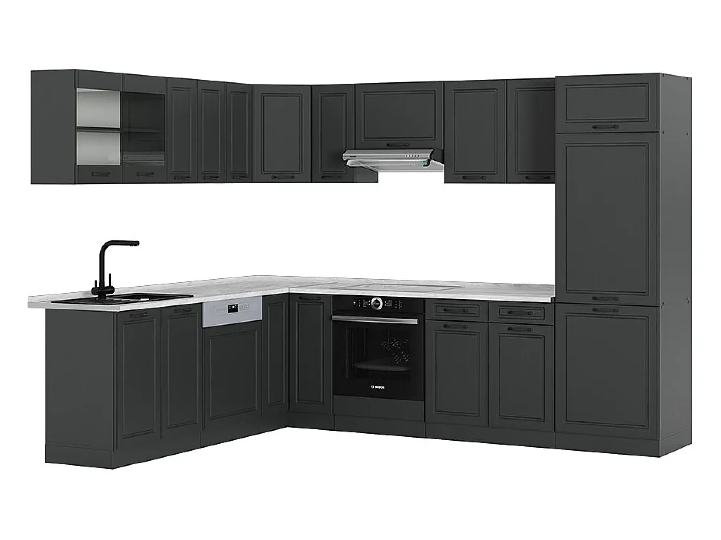 Cocina esquinera antracita casa de campo/antracita 287x60x81.6 r-line