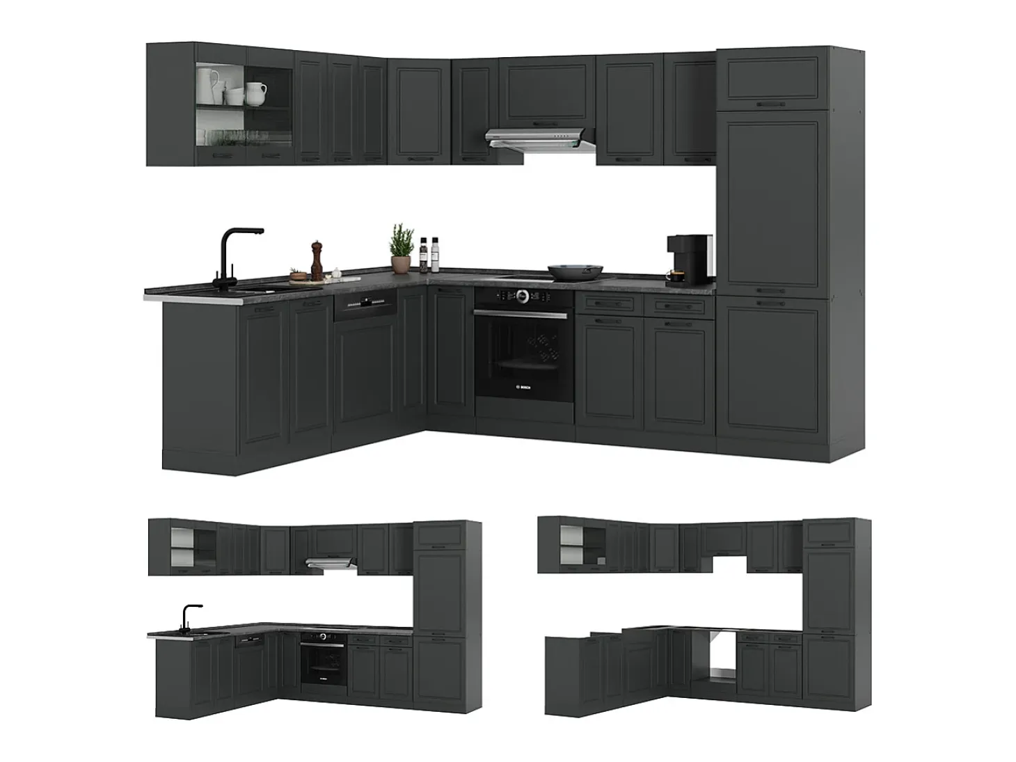 Cocina esquinera antracita casa de campo/antracita 287x60x81.6 r-line