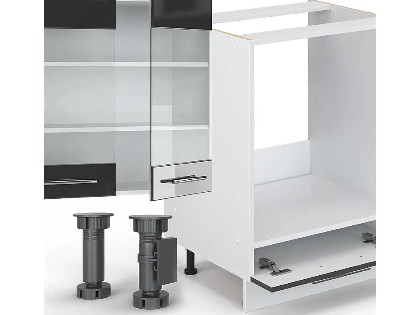 Cocina esquinera antracita brillo intenso/blanco 347x46x81.6 fame-line