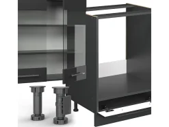 Cocina esquinera antracita alto brillo 347x60x81.6 fame-line