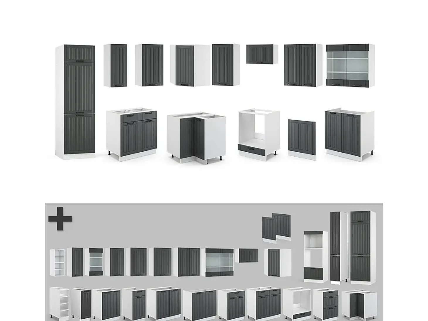Cocina esquinera antracita casa de campo/blanco 287x46x81.6 fame-line