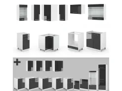 Cocina esquinera antracita alto brillo 190x46x81.6 fame-line