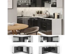 Cocina esquinera antracita alto brillo 190x46x81.6 fame-line