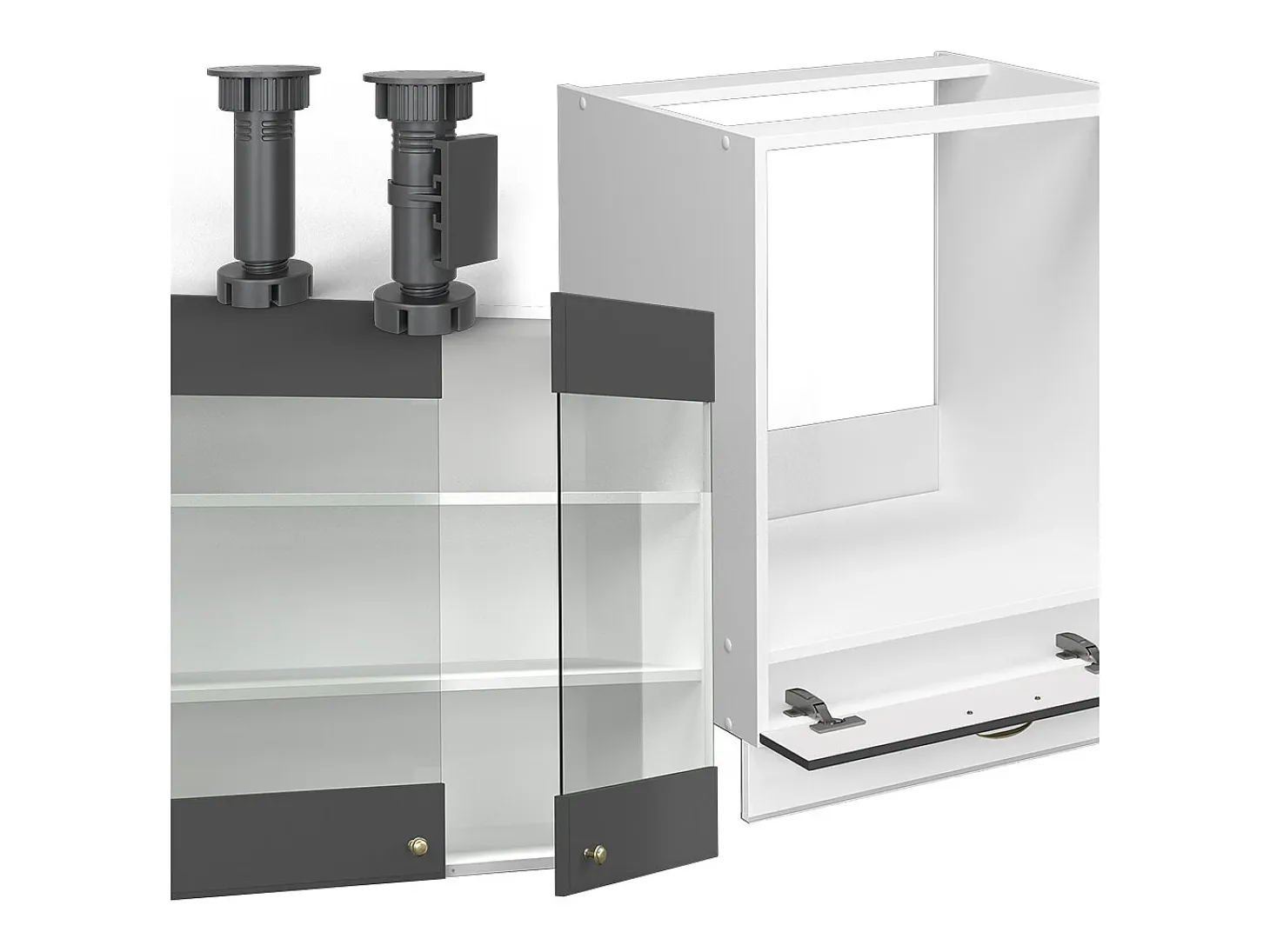 Cocina esquinera antracita-oro/blanco 287x46x81.6 fame-line
