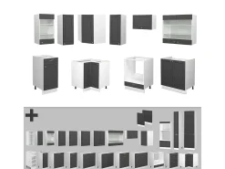 Cocina esquinera antracita-oro/blanco 190x60x81.6 fame-line