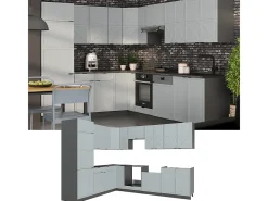 Cocina esquinera azul claro/gris antracita 287x46x81.6 fame-line