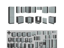 Cocina esquinera azul claro/gris antracita 287x46x81.6 fame-line