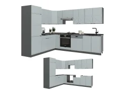Cocina esquinera azul claro/gris antracita 287x46x81.6 fame-line