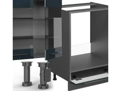 Cocina esquinera azul oscuro alto brillo/antracita 347x60x81.6 fame-line