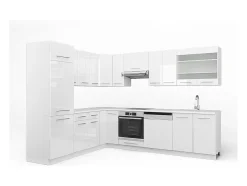 Cocina esquinera blanco alto brillo/blanco 287x46x81.6 fame-line