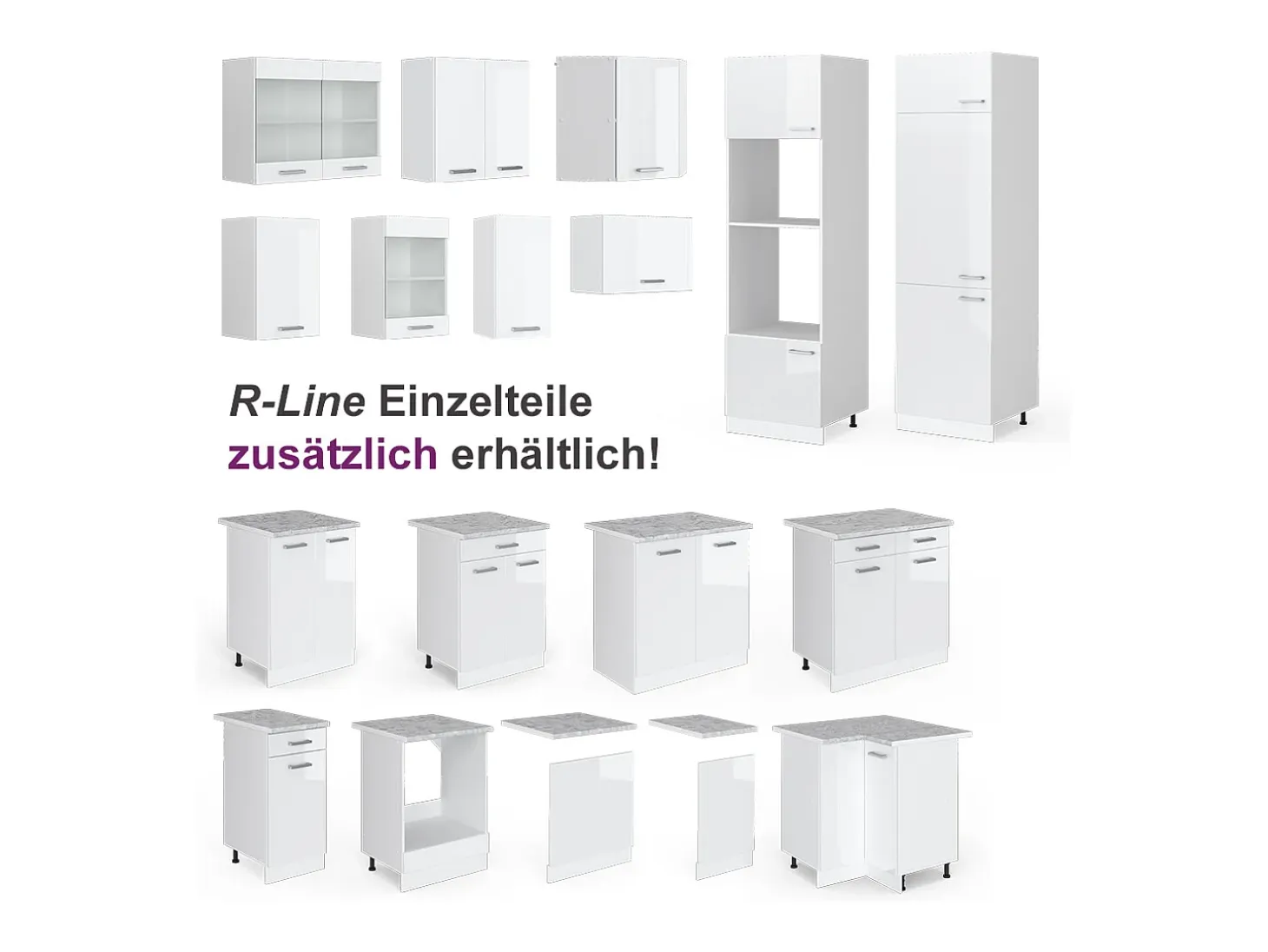 Cocina esquinera blanco alto brillo/blanco 187x60x81.6 rick