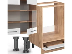Cocina esquinera blanco brillo intenso/roble dorado 347x60x81.6 fame-line
