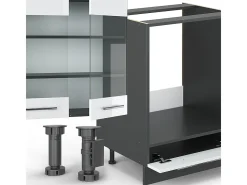 Cocina esquinera blanco brillo/antracita 347x60x81.6 fame-line