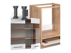 Cocina esquinera blanco brillo intenso/roble dorado 287x46x81.6 fame-line