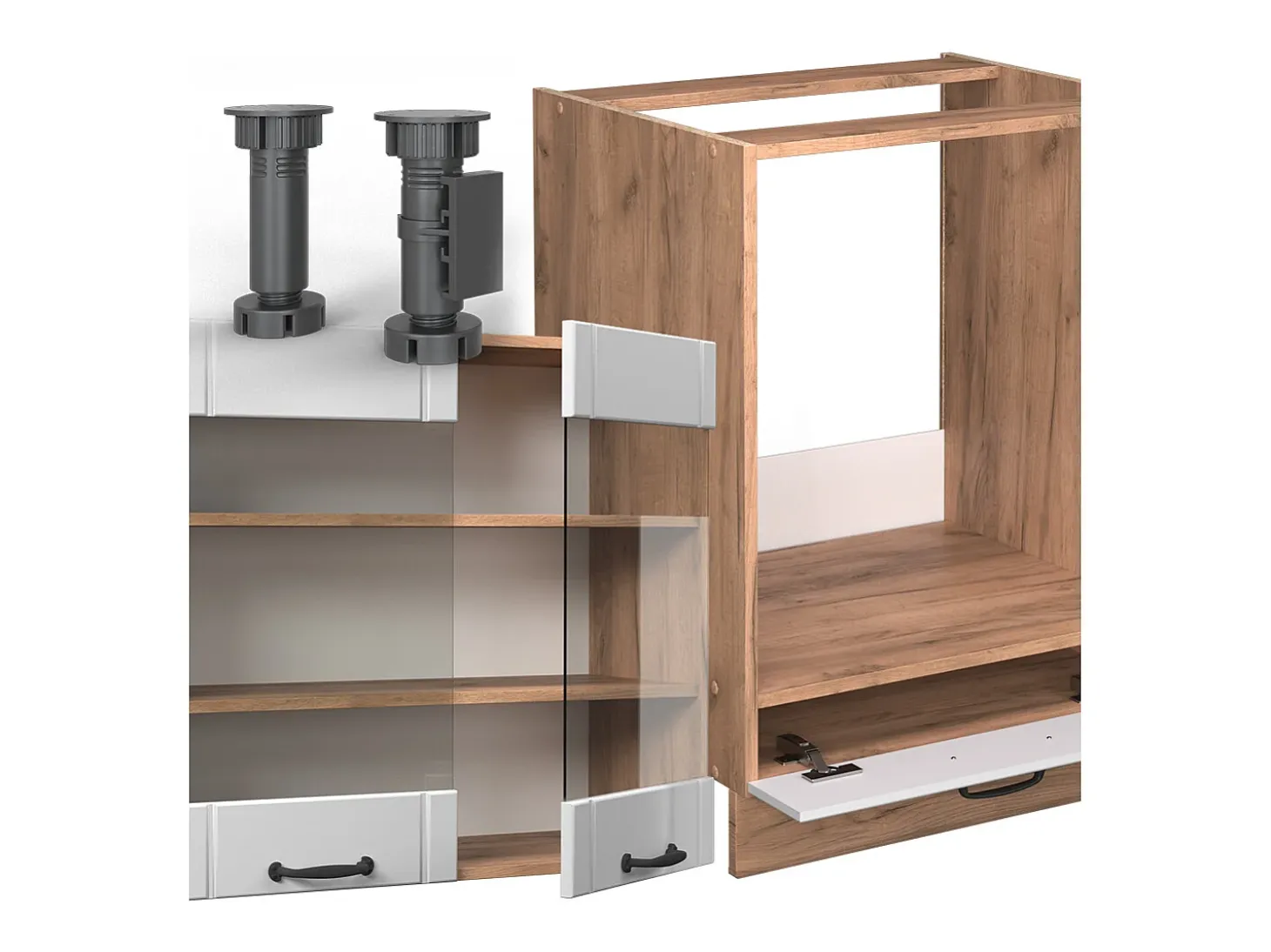 Cocina esquinera blanco casa de campo 287x46x81.6 fame-line