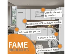 Cocina esquinera blanco casa de campo 190x46x81.6 fame-line