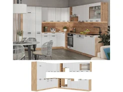 Cocina esquinera blanco casa de campo 347x60x81.6 fame-line