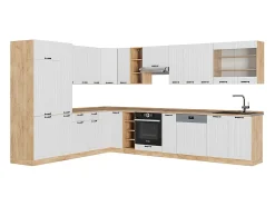 Cocina esquinera blanco casa de campo 347x60x81.6 fame-line