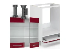Cocina esquinera burdeos brillo intenso/blanco 287x46x81.6 fame-line