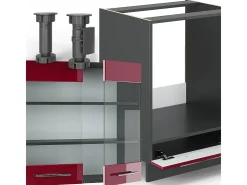 Cocina esquinera burdeos brillo intenso/antracita 190x46x81.6 fame-line