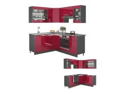 Cocina esquinera burdeos brillo intenso/antracita 190x46x81.6 fame-line