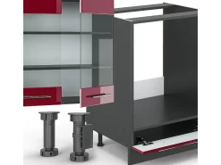 Cocina esquinera burdeos brillo intenso/antracita 347x46x81.6 fame-line
