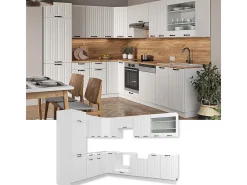 Cocina esquinera casa de campo blanca/blanca 287x46x81.6 fame-line
