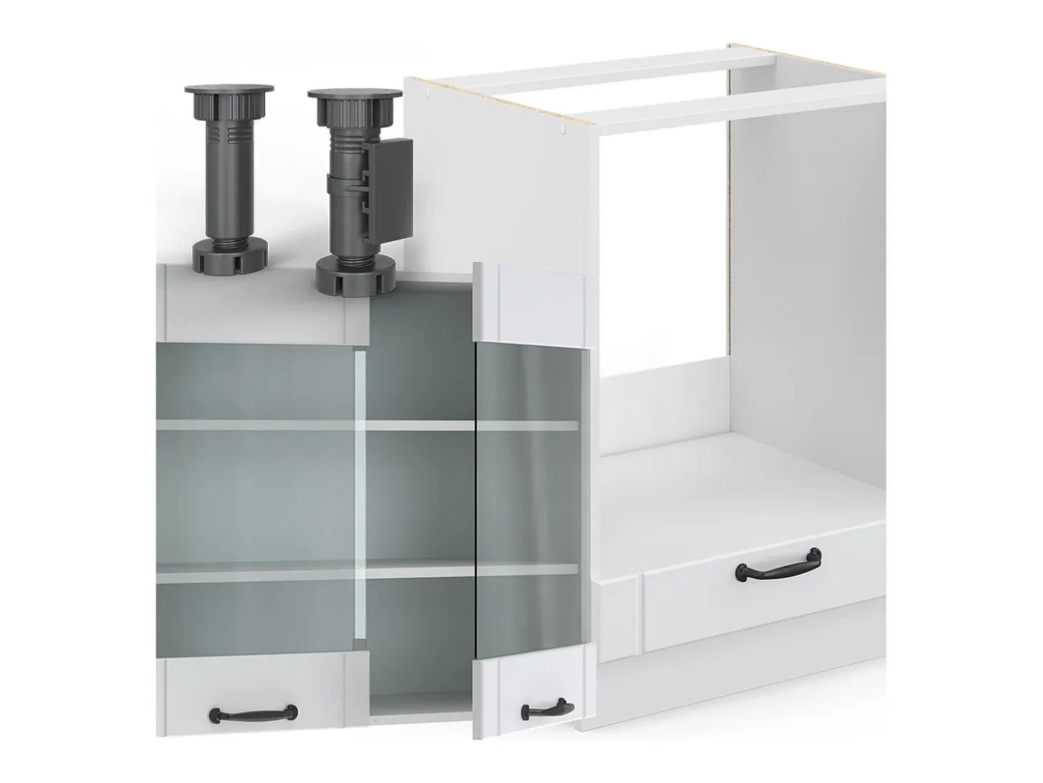 Cocina esquinera casa de campo blanca/blanca 287x46x81.6 fame-line