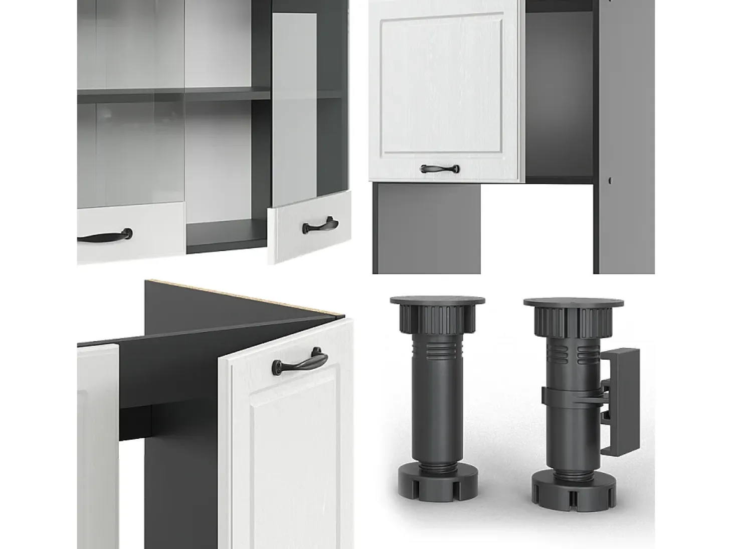 Cocina esquinera casa de campo blanca/antracita 247x46x81.6 r-line