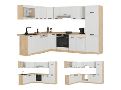 Cocina esquinera casa de campo blanca/roble dorado 287x46x81.6 r-line