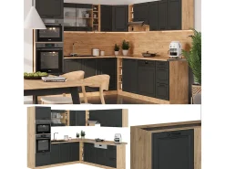 Cocina esquinera casa de campo antracita/roble dorado 247x60x81.6 r-line