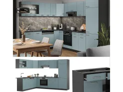 Cocina esquinera gris azulado/antracita 287x46x81.6 r-line