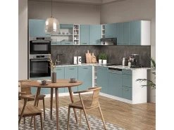 Cocina esquinera gris azulado 247x60x81.6 r-line