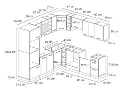 Cocina esquinera gris azulado/antracita 247x60x81.6 r-line