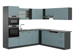 Cocina esquinera gris azulado/antracita 247x46x81.6 r-line