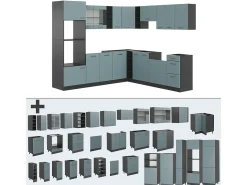 Cocina esquinera gris azulado/antracita 247x46x81.6 r-line