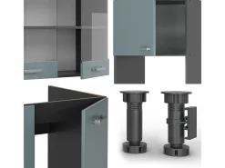 Cocina esquinera gris azulado/antracita 247x46x81.6 r-line